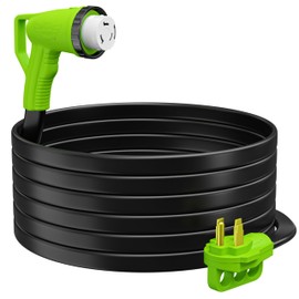 Leisure Cords 90 Degree 15FT Power Extension Cord with 50 AMP Male Standard / 50 AMP Female 90 Degree Locking Adapter (15FT)