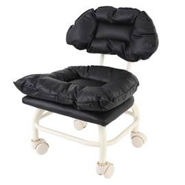 ZJchao Silla de Polea Rodante Negra, Minitaburete Universal para Zapatos, Taburete bajo Giratorio para Salón de Casa y Garaje, Color Negro