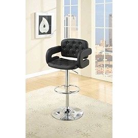 Poundex PU Tufted Back and Seat Barstool , Black