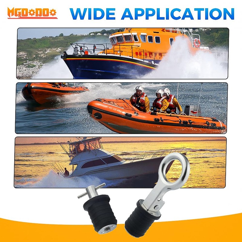 Mgoodoo 4Pcs 1 Inch Boat Plug Snap Handle Drain Plug