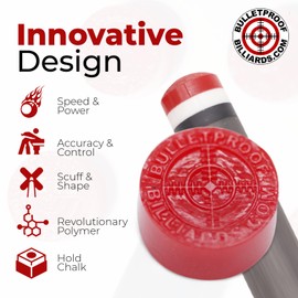 Bulletproof Recoil Pool Cue Tip, 100% Synthetic Polymer, Maintenance-Free, Lasts 10x Longer Than Leather, Never Flatten, Never Mushroom, Never Hardens, Vegan, 14mm Soft Med Hard (Medium, 14mm 1-Pack)