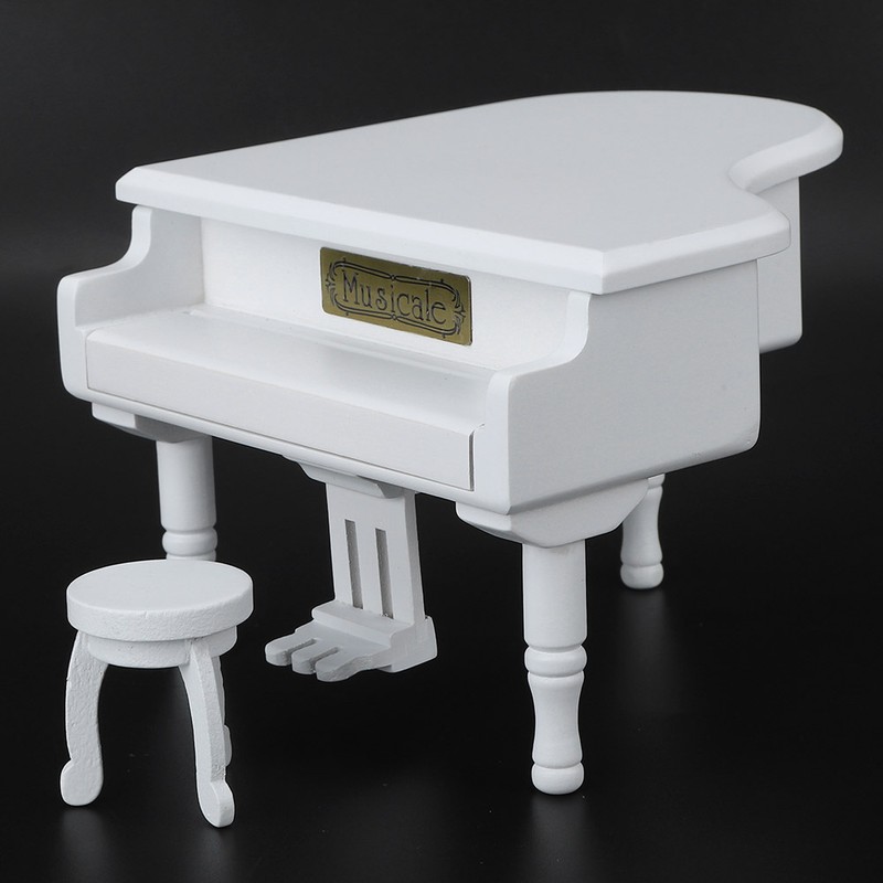 Wood Piano Model Music Box Jewelry Storage Musical Boxes with