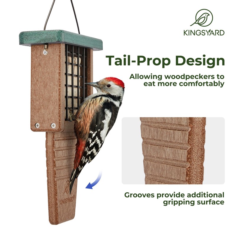 Kingsyard Recycled Plastic Suet Feeder, Tail Prop Suet Feeder for