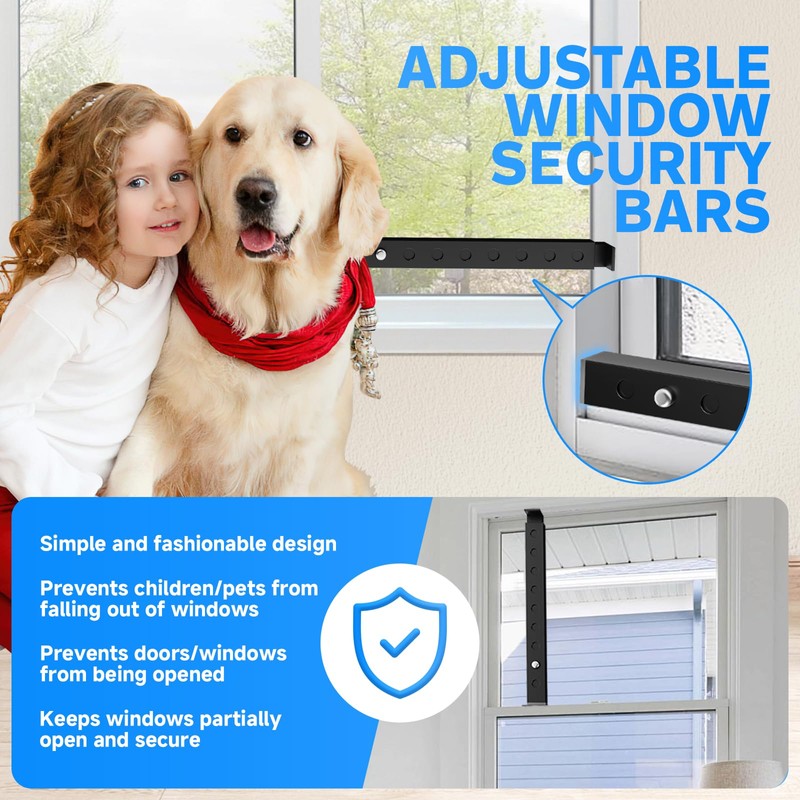 ZhouDaShu Adjustable Window Lock Bars Vertical, Small Window Bars Security