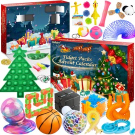 Christmas Pop Fidgets Advent Calendar 2023 for Boys Girls, 24 Days Countdown Calendar Push Pop Bubble Set Sensory Toys Pack for Kids Adult Teens, Xmas Party Favors Carnival Treasure Classroom Prizes
