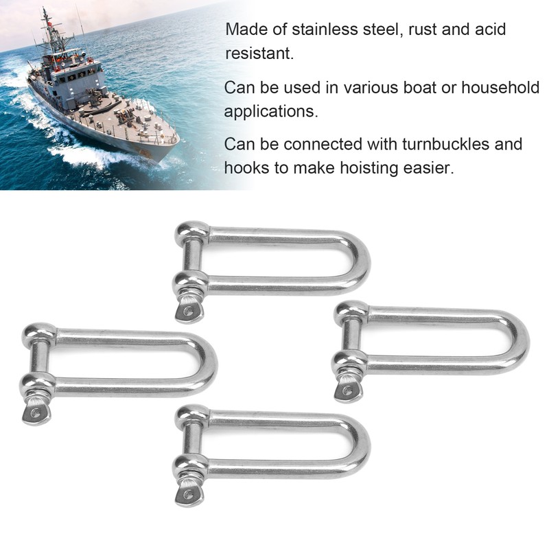 4pcs Stainless Steel U Type Shackle Lengthen U Sling Screws