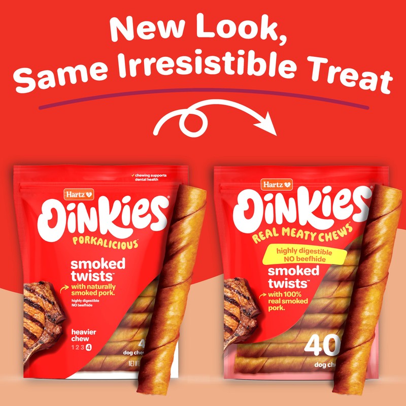 Hartz Oinkies Smoked Twists with Naturally Smoked Pork Rawhide-Free Dog