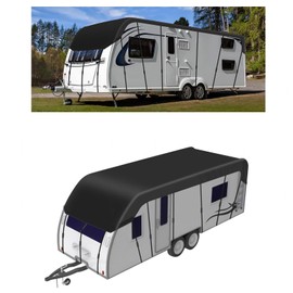 HFKJway 210D Oxford Cloth Rv Covers - Foldable Storage, Easy to Clean Trailer Tarp - Camper Cover Waterproof, Black - 7m x 3m