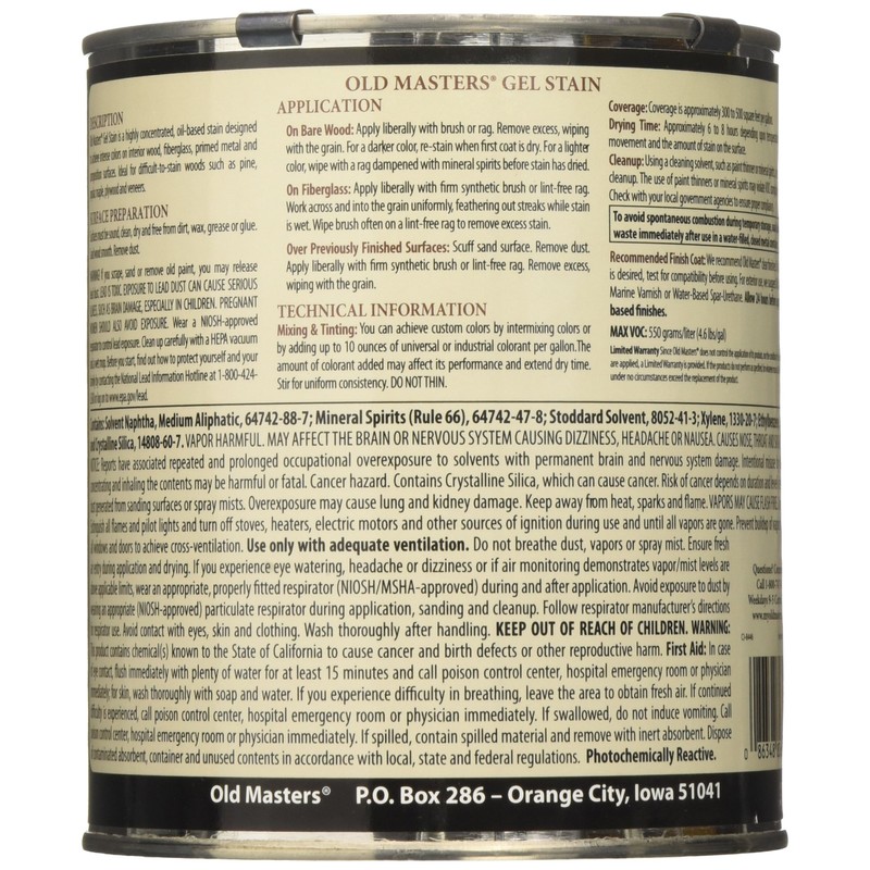 Old Masters 80604 Gel Stain, 1 Quart, Early American, 32