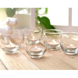 Hosley 12-Pack Clear Glass Tea Light Holders, 2.5” Dia, Charming Roly Poly Style, for Weddings, Gifts, Reiki, Spa, Events, Durable Elegant Décor