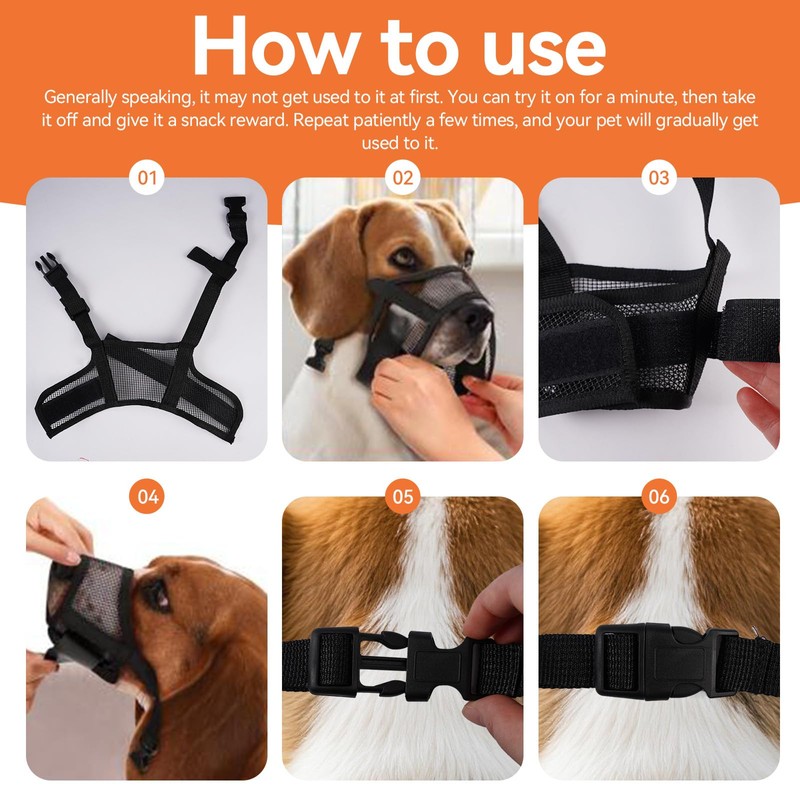 Pack of 2 Dog Muzzles S/L, Adjustable Muzzles for Dogs,
