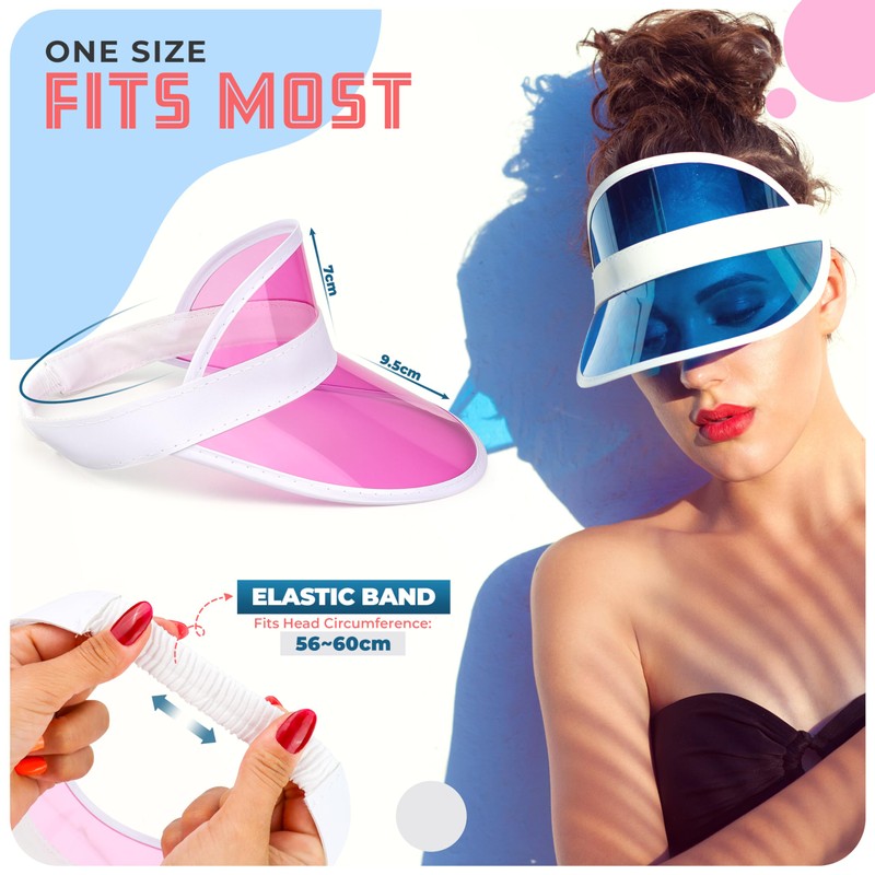 Unisex 80s Style Retro Neon Sun Visor Hat Headband Cap