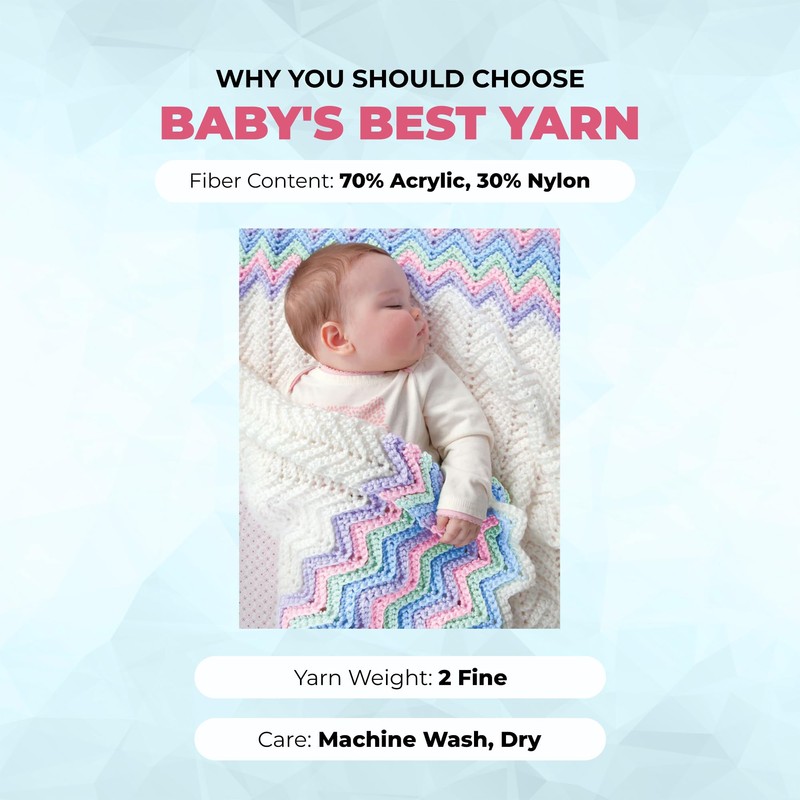 Mary Maxim Baby’s Best Pink Yarn for Crocheting and Knitting,