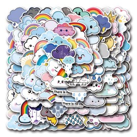 Weather Cloud Waterproof Stickers 100PCS for Water Bottles Laptop Luggage Computer Cups Scrapbook Skateboard Bicycle Luggage Room Refrigerator Diary,Cartoon Cute Funny Decals for Kids Teens Adults