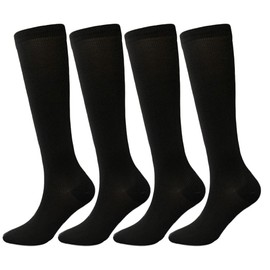 SSDH 4Pair Compression Socks for Women and Men 20-30 mmHg,Knee High Long Stockings is Best for Varicose Veins,Nurses. (as1, alpha, xx_l, regular, regular, Black)