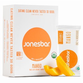JONESBAR (Mango Almond, 12 Count (Pack of 1)) USDA Organic Fruit & Nut Bar, Non-GMO, Kosher, Vegan, Gluten Free, Simple Snack Bar