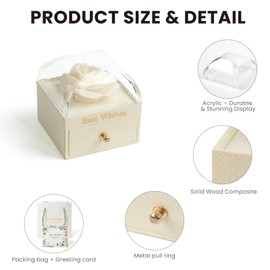 Preserved Rose, Artificial Flower Gift Box with Mother's Love, Heart Necklace for Mom, Acrylic Box Sets, Perfect Jewelry Box with Drawer for Mother's Day & Birthday Gift, Romantic Wedding Gift