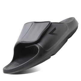 HUHV Max Speed Unisex Recovery Sport Slide - Black, Men's 12/ Women's 14 M