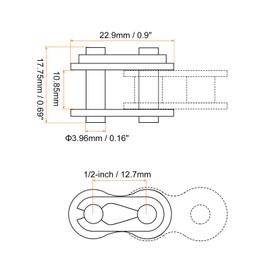uxcell 6Pcs #40 Chain Master Connector Link Roller, 1/2" Pitch Carbon Steel, Standard Connecting Split Links for 08A Chain