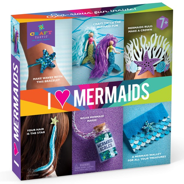 Craft-tastic I Love Mermaids – Craft Kit for Kids – Everything Included for 6 Sea-riously Fun DIY Art & Crafts Projects