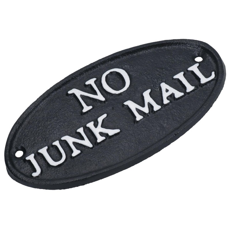 AB Tools No Junk Mail Cast Iron Sign Plaque Door