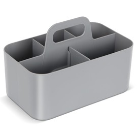 Nymblis Storage Caddy Organiser, 5-Section Portable Cleaning Caddy with Handle, Stackable Art Organizers for Desk Supplies, Multipurpose Storage Organiser for Office, Bathroom, Kitchen (Grey)