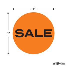 1000 pcs Sale Stickers for Retail Store Bright Orange Garage Yard Sales