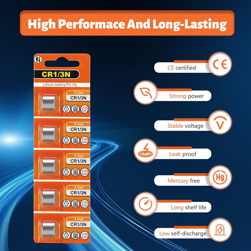 Fitinoch 5 Pack 1/3N CR1/3N DL1/3N 3V Lithium Battery High