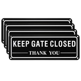 M METERXITY 4-Pack Keep Gate Closed Thank You Sign, 10" x 4" Rust Free Waterproof Signs Fade Resistant Aluminum Reflective Sign for Indoor/Outdoor/Home/Office [White on Black]