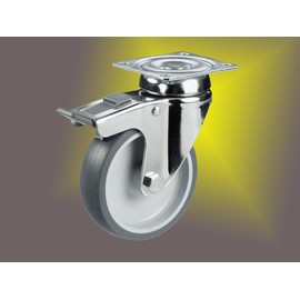 Stainless Steel Camera Castors Diameter 75 mm/Plate Attachment and Locking Device, Castor