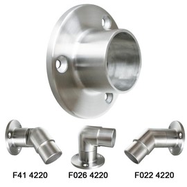 Fitting Adaptor - Flange for Gluing, for Fittings Diameter 33.7 x 2.0 Stainless Steel V2A Pipe Flange Flange Wall Flange Floor Anchor Round for Pipes Railing Construction Railing Stairs Balcony
