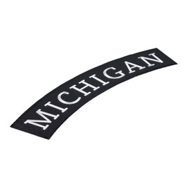 PatchStop State of Michigan Top Rocker Large Back Patches for Jackets Motorcycle Vests Backpacks Tactical - 12x3.5in Black and White Iron On Sew On Biker Emblem - United States Souvenirs Travel Gifts