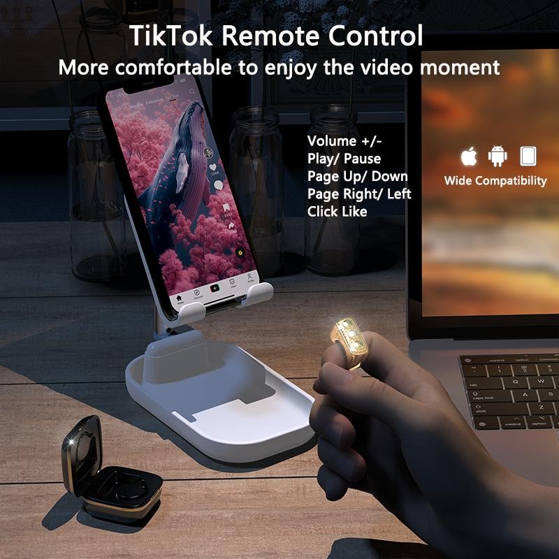 ZOZVO Wireless Remote Control Ring Remote Controller with Rhinestones for