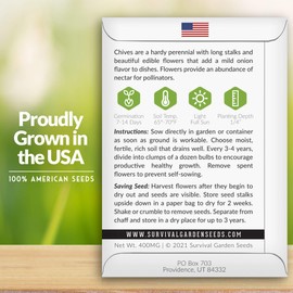 1 Pack Common Chives Seeds for Planting with Instructions to Grow Delicious Perennial Herbs in Your Home Vegetable Garden - Non-GMO Heirloom - Chives Plant Live - Survival Garden Seeds