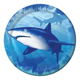 8-Count Round Paper Dessert Plates, Shark Splash