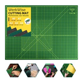 Extra Large 36" x 48" Self Healing Sewing Mat, WerkWise Rotary Cutting Mat, Double Sided 5-Ply 36x48 Inch Board for Quilting, Fabric, & Crafts, Designed for Use with Rotary Cutters (Green & Black)