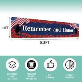 Memorial Day Decorations Remember and Honor Banner for Fence Yard Lawn Red White Blue Independence Day Decor 4th of July Memorial Day Decorations and Supplies for Home Party