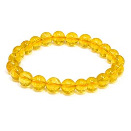 ANAYA AGATE Citrine Bracelet, Natural Healing Crystal Bracelet for Women and Men, 8mm Round Beaded Bracelet for Spiritual, Protection, Positive Energy, Elastic Adjustable Size Gemstone Bead Bracelet