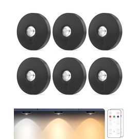 Aokpsrt Rechargeable Puck Lights with Remote Control, 1500mAh Battery Operated Tap Lights, Dimmer& Timer Under Cabinet Lights, Wireless Led Stick on Lights for Closet, Bedroom, Kitchen 6Pcs