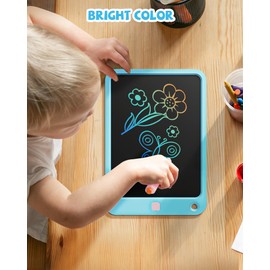 LCD Writing Tablet 10 Inch, Toys for 3 4 5 6 7 8 9 10 Year Old Boys Girls, Colorful Doodle Board Drawing Tablet, Gift for Boys Toddlers Age 3-12 Years, Memo Board, Drawing Pads with Lanyard(Lake Blue)