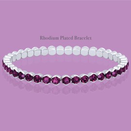 HOT JEWELRY BOX Rhodium Plated Tennis Bracelet - Fashionable Women's Accessory, Memory Wire Stretchable, Timeless Elegance for the Woman with Zirconia Stones - Ideal for Moms, Ladies