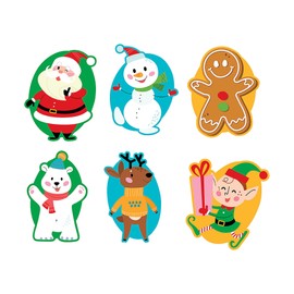 Festive Christmas Characters Jumbo Vinyl Stickers Assortment - (Pack of 144) - Ideal for Christmas Classroom Activities, Holiday Party Favors, Gift Wrapping & More