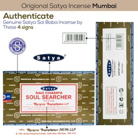 Satya Soul Searcher Incense Sticks 180 gm (15GM X 12 Pack) from Satya Mumbai and Raajsee Incense Sticks Holder Bundle, Free from Chemicals,Natural Insenses
