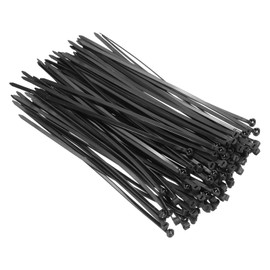 MECCANIXITY 200Pcs Black Zip Ties 8 Inch, Cable Ties with Metal Tooth Stainless Steel Locking Device Nylon for Indoor Outdoor Garage