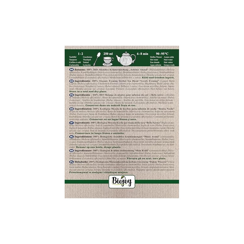 Biojoy Organic Herbal Tea Loose "Schöner Abend" Evening Tea 100