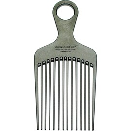 Chicago Comb Peine de fibra de carbono modelo 7, para cabello largo y grueso, rizado y afro, color negro, 15 cm