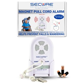 Secure Safety Solutions Magnet Pull Cord Chair and Bed Alarm for Elderly Adults - Fall Prevention for Dementia Patients, Caregiver Alert System, Seniors Room Wheelchair Monitor, Motion Sensor