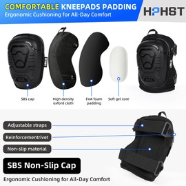HPHST Professional Heavy-Duty Work Knee Pads with Gel & Foam Cushion – Slip-Resistant Support for Construction, Flooring, and Gardening (Black)