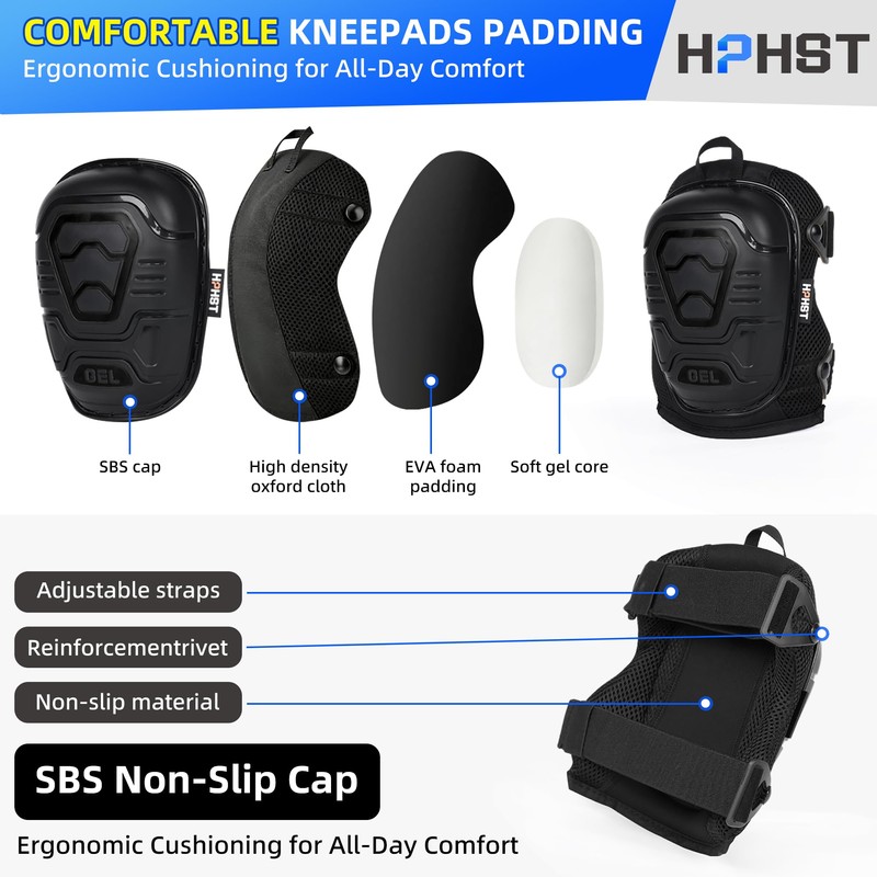 HPHST Professional Heavy-Duty Work Knee Pads with Gel & Foam