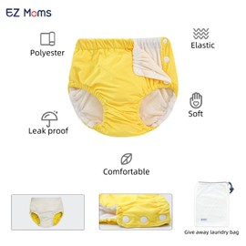EZ Moms 2 Packs Reusable Swim Diapers Toddler Baby Swim Diaper Size 2 Washable Snap Pool Swimming Diaper 18-24 Months Soft Waterproof Diapers for Swimming Lessons Boys and Girls with a Laundry Bag